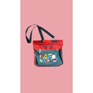 1994 POCHACCO. SANRIO Book CROSSBODY Top Handle Bag W/Faux Leather Trim. As Is